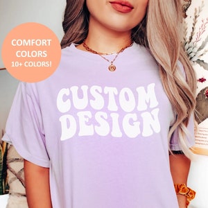 Custom Retro Comfort Colors TShirt, Personalized Trendy Crewneck Custom Design Groovy Tee Personalized Text Matching Family Your Design Here