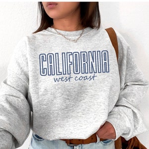 California Sweatshirt, West Coast Crewneck, California Sweater, Varsity College State Shirt, Retro Cali Sweatshirt, Vintage West Coast Tee image 1