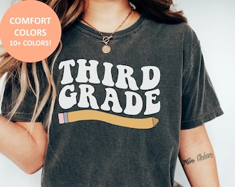 Third Grade Comfort Colors T-Shirt, Retro Back to School Teacher Appreciation Gifts for Teachers, 3rd Grade Teacher Pod Team Teaching Shirts