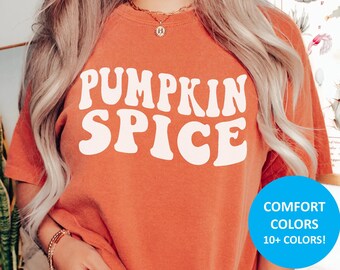 Retro Pumpkin Spice Comfort Colors Shirt for Women, Pumpkin Spice Tshirt for Coffee Lover Pumpkin Spice Everything Nice Cute Funny Fall Tees