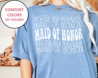 Retro Maid of Honor Comfort Colors T Shirt, Asking Gift for Maid of Honor MOH Wedding Day Shirts for Bridesmaids Maid of Honor Gifts for MOH