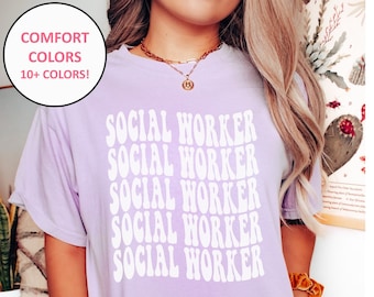 Retro Social Worker Shirt, Comfort Colors Social Worker Tee for Social Worker, School Social Worker Tee Gifts for Future Social Worker Grad