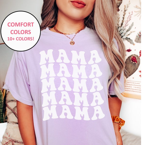Camisa Retro Mama para Mamá para el Día de la Madre, Comfort Colors Mama T Shirt para Mujer, Linda Mamá Regalo Regalo para el Día de la Madre, Linda Mamá Simple