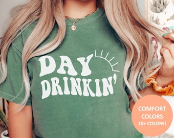 Day Drinking Shirt for Women, Comfort Colors Day Drinking Lake T Shirt, Gift for Day Drinker, Lake Party Boat Drinking Shirt for Summer
