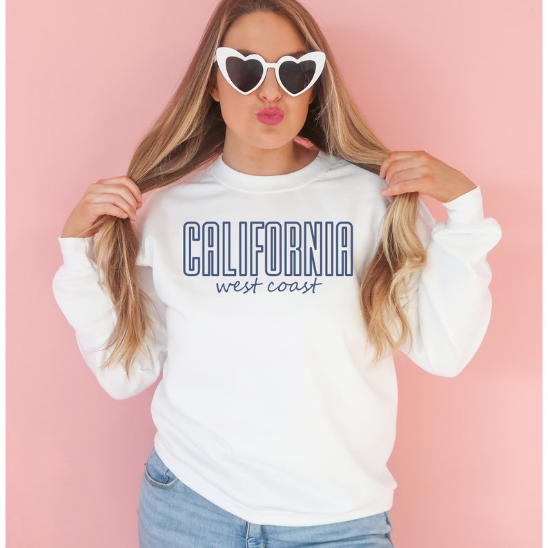 California Sweatshirt, West Coast Crewneck, California Sweater, Varsity College State Shirt, Retro Cali Sweatshirt, Vintage West Coast Tee image 4