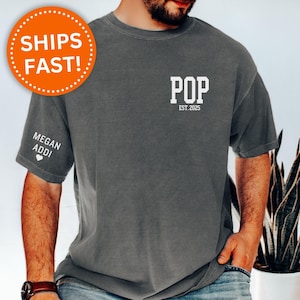 Custom Pop Shirt, Personalized Pop Shirt with Grandkids Names for Pop Father&#39;s Day Gift for Pop Est. T-Shirt Custom Pop Tee (KC0442)