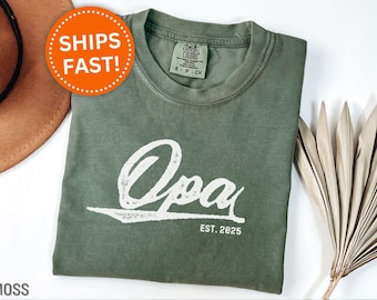 Opa Shirt Custom Opa Est T-Shirt for New Opa Gift New Opa Father's Day Gift for Opa Baby Announcement Opa Established Tee Shirt (KC0424)