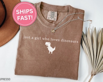 Dinosaur Lover Shirt, Cute Dinosaur T Shirt Minimalist Just a Girl Who Love Dinosaurs Funny Animal Lover Gift Dino Gift Shirt Women (KC0570)