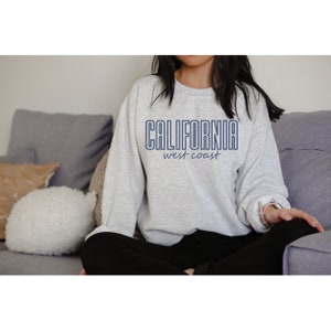 California Sweatshirt, West Coast Crewneck, California Sweater, Varsity College State Shirt, Retro Cali Sweatshirt, Vintage West Coast Tee image 2
