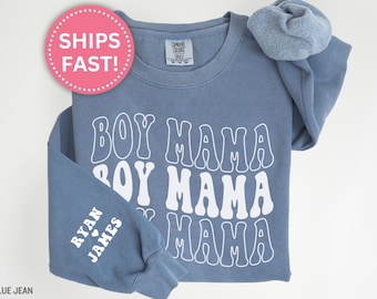 Retro Boy Mama Sweatshirt, Comfort Colors Boy Mama Crewneck for Moms Mother's Day Gift for Boy Mama Mom of Boys New Boy Mama Gifts (KC0003)