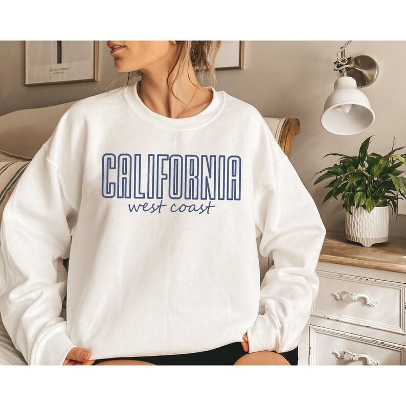 California Sweatshirt, West Coast Crewneck, California Sweater, Varsity College State Shirt, Retro Cali Sweatshirt, Vintage West Coast Tee image 3