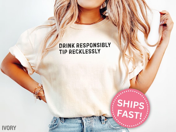 Bartender Shirt, Drink Responsibly Tip Recklessly Bartender Gift Funny Bar Staff Tee Server Bartending Shirt Gift for Bartenders (KC0759)