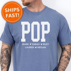 Personalized Pop Shirt, Pop Custom Shirt for Pop with Grandkids Names for Pop Father&#39;s Day Gift for Pop T-Shirt Custom Pop Tee (KC0463)