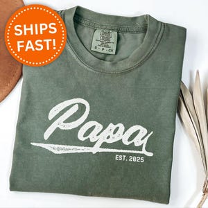 Papa Shirt Custom Papa Est T-Shirt for New Papa Gift New Papa Father&#39;s Day Gift for Papa Baby Announcement Papa Est Tee Shirt (KC0419)