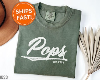 Pops Shirt Custom Pops Est T-Shirt for New Pops Gift New Pops Father's Day Gift for Pops Baby Announcement Pops Est Tee Shirt (KC0420)