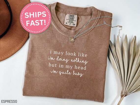 Sarcastic Funny Shirt Gift, I May Look Like I'm Doing Nothing But in My Head I'm Quite Busy Tee Funny Statement Tee Sarcasm Humor (KC0670)