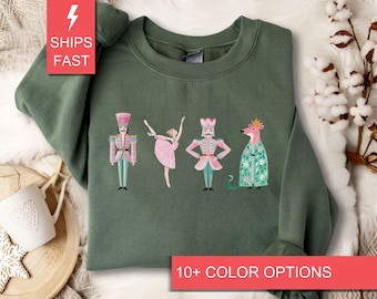 Pink Nutcracker Sweatshirt, Pink Nutcracker Christmas Crewneck Women's Pink Nutcracker Christmas Sweater Nutcracker Lover Nutcracker Shirt