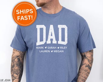 Personalized Dad Shirt, Dad Custom Shirt for Dad with Kids Names for Dad Father's Day Gift for Dad T-Shirt Custom Dad Shirt (KC0458)