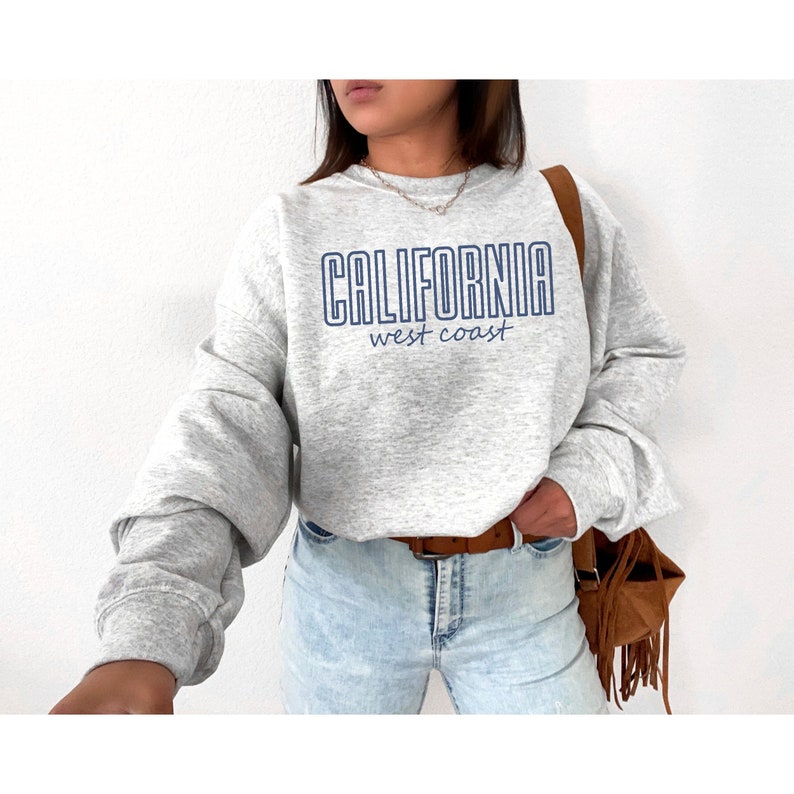 California Sweatshirt, West Coast Crewneck, California Sweater, Varsity College State Shirt, Retro Cali Sweatshirt, Vintage West Coast Tee image 1