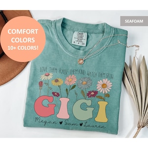 Personalized Gigi Shirt, Vintage Flower Comfort Colors Gigi Tee, Custom Gifts for Gigi Grandma Mother's Day Gifts with Grandkids Names Gigi