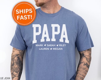Personalized Papa Shirt Papa Custom Shirt for Papa with Grandkids Names for Papa Father's Day Gift for Papa T-Shirt Custom Papa Tee (KC0461)