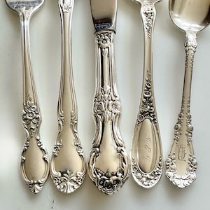 Vintage Silverplate Flatware Sets. Mismatched Spoons Forks Knives. Eclectic Mixed Patterns. Sold Separately