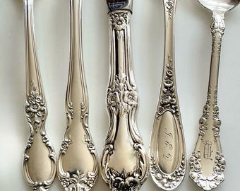 Vintage Silverplate Flatware Sets. Mismatched Spoons Forks Knives. Eclectic Mixed Patterns. Sold Separately