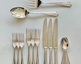 Sheffield Savoy Silver Townsend Flatware Set, Vintage English Silverplate, Scallop Tip Cutlery Set