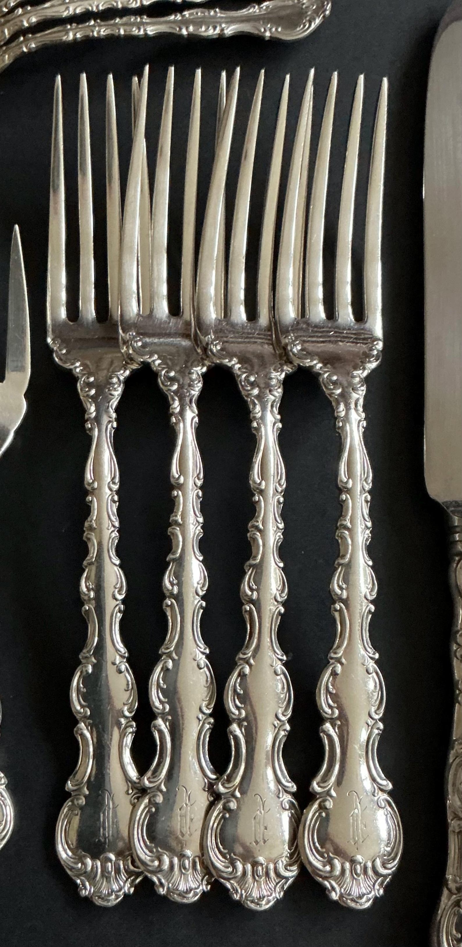 Regency Silver Pattern Vintage Birks Silver Plated Flatware Set for 4, Louis De France Pattern ...