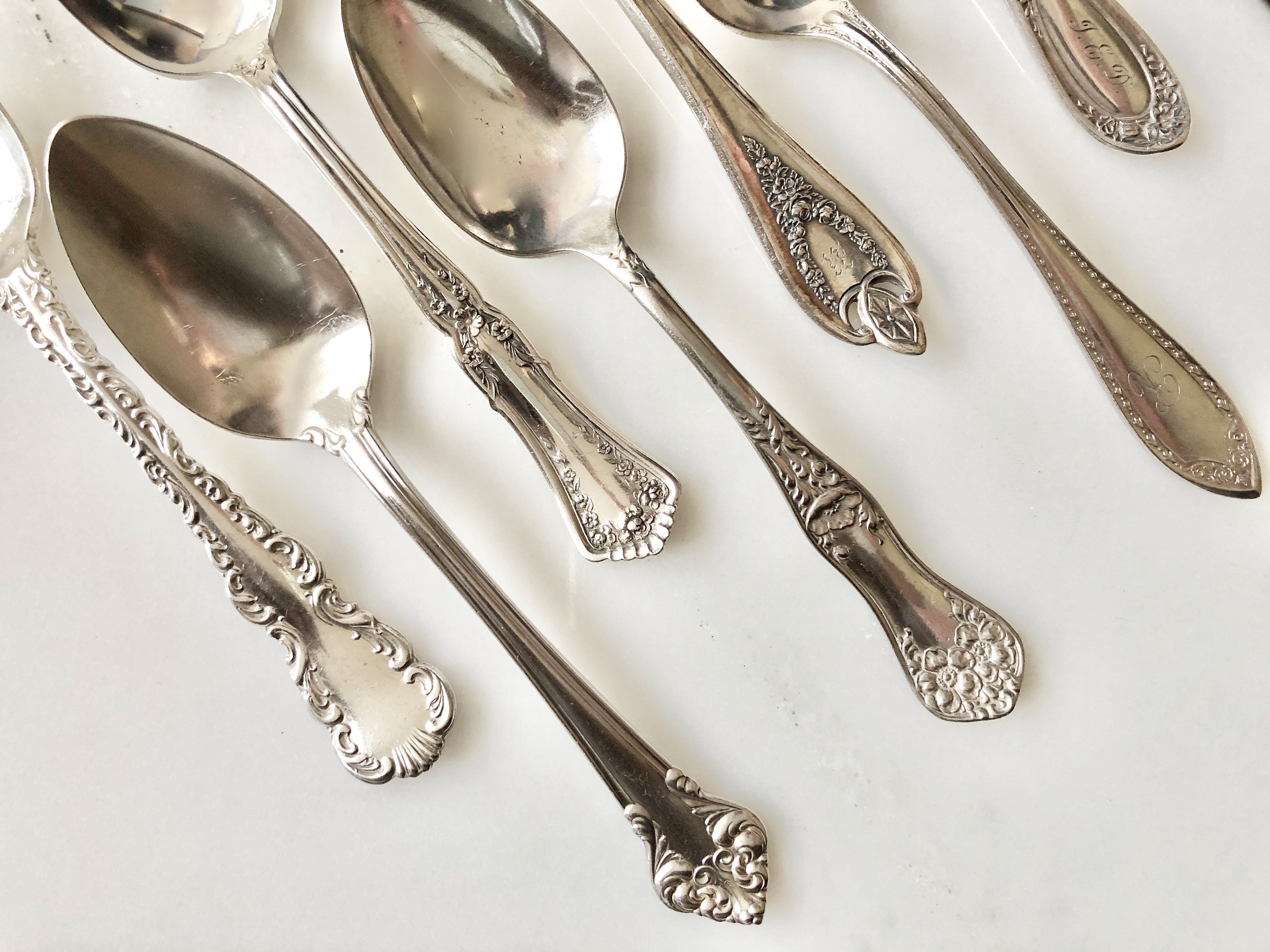 10 Antique and Vintage Mismatched Silver Plated Spoons - Etsy