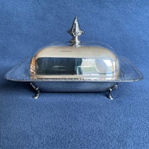 Vintage silver plated butter dish with glass insert