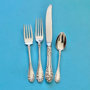 Normandy Rose Sterling Silver Flatware Set - Northumbria, Vintage Place Setting