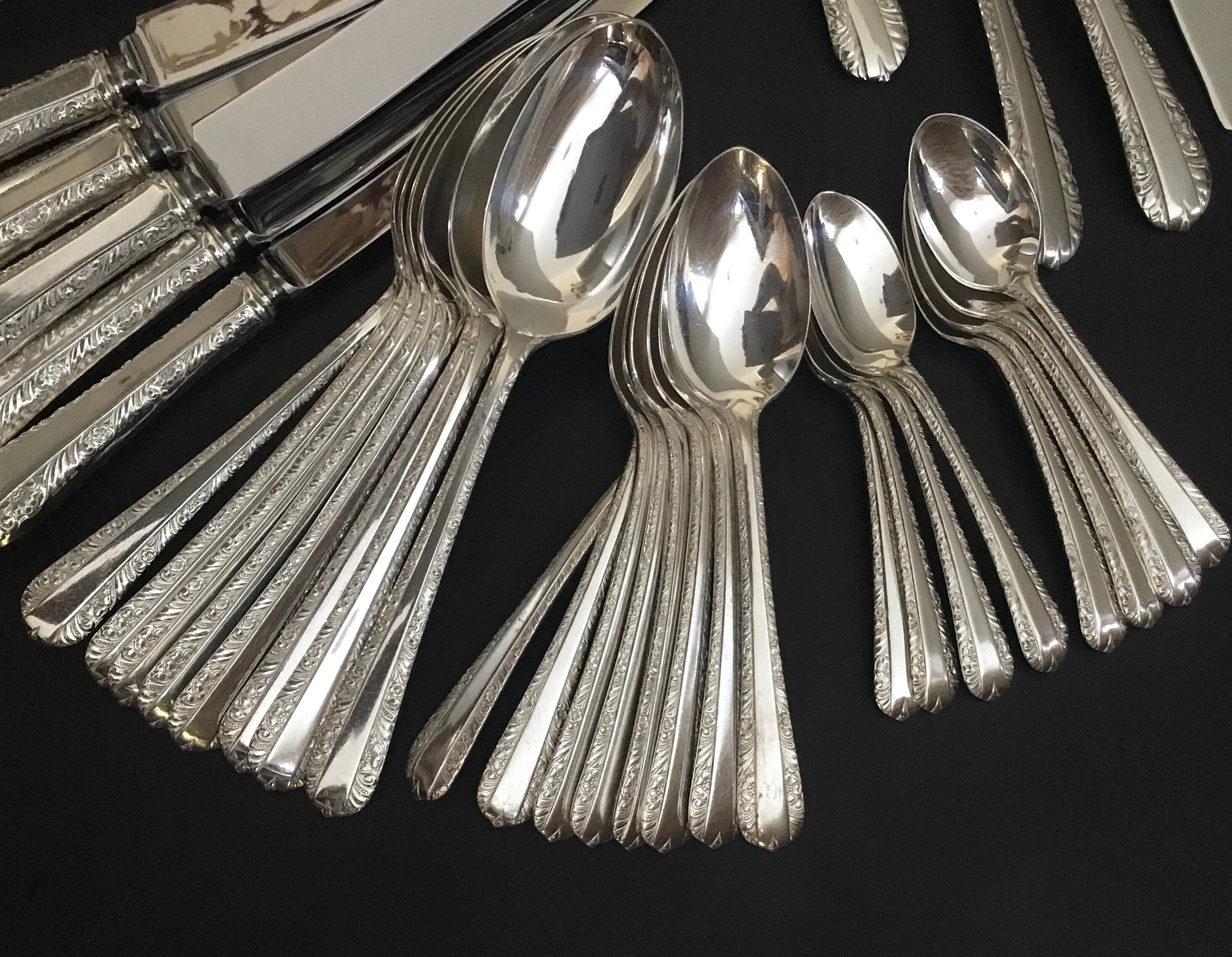Vintage Silver Plated Flatware Sets for 8 in Mayflowers Etsy
