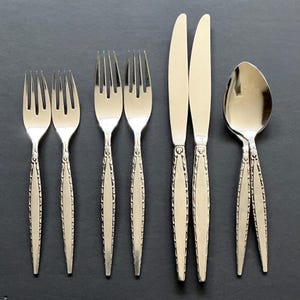 Vintage Stainless Steel Flatware Set For 2, Venetia pattern from Oneida, 8 Piece