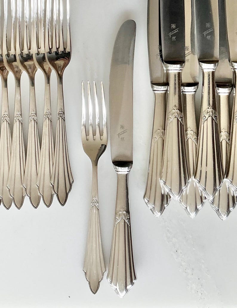 WMF Silver Plated Luncheon Set. Art Deco Fächer Fan Pattern. Set for 12 ...