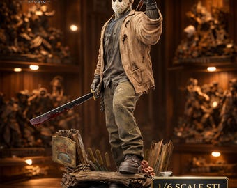 Horror Killer STL Statue & Bust | 1/6 Scale Slasher Figure | Masked Executioner with Machete | Swamp Diorama STL | 3D Print File