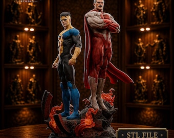 Omniman & Invincible Fanart STL Statue | Superhero Diorama