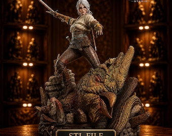 Ciri Witcher Statue STL File | 1:10 Scale Fantasy Warrior 3D Print Model (Digital Download)