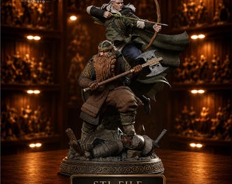 Gimli & Legolas LOTR Diorama | Lord of the Rings 3D Print Model | Fantasy Statue STL | High Detail Resin Print