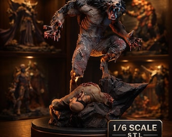 Bloodborne Beast STL Statue – 1/6 Scale Hunter Battle Diorama