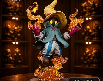 Arcane Black Mage Wizard STL Statue | Fantasy Sorcerer Chibi 3D Print Model