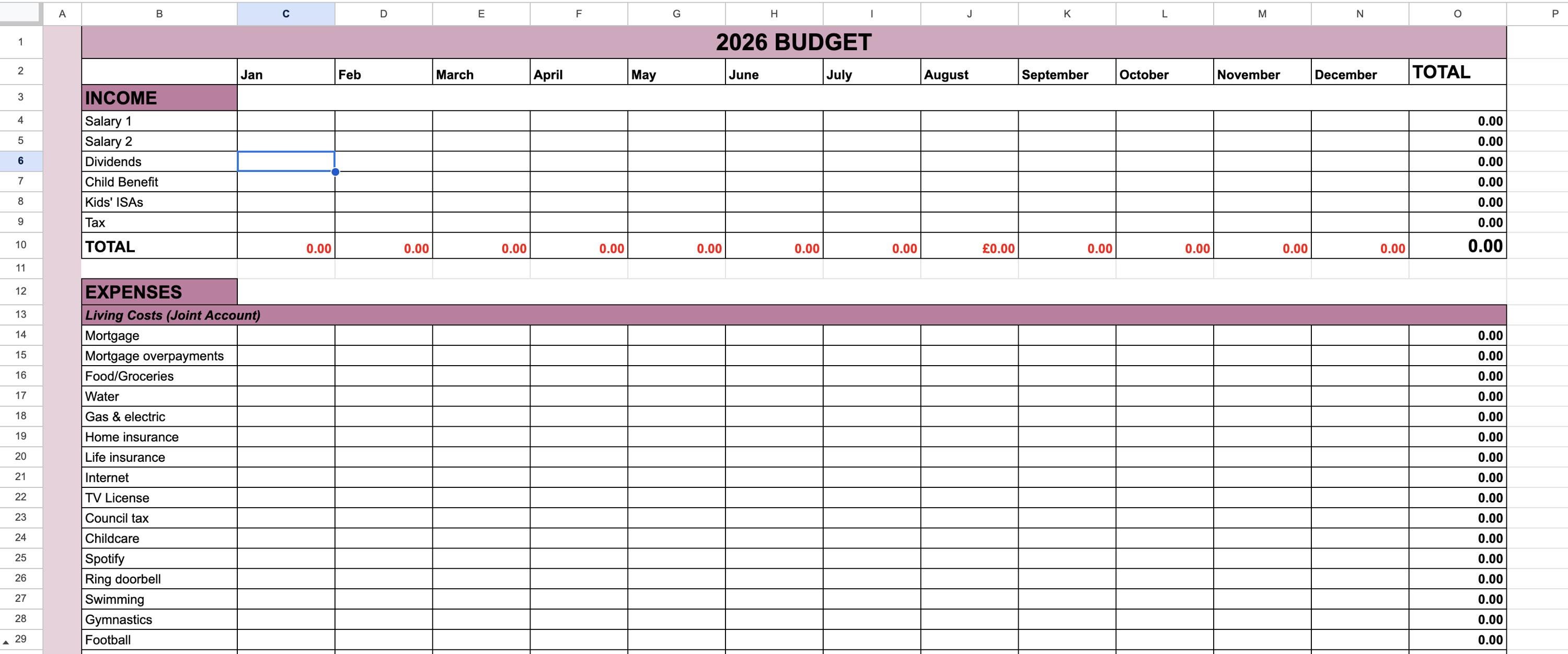 2026 ANNUAL BUDGET TRACKER Spreadsheet - Budget Tracker Template *new ...