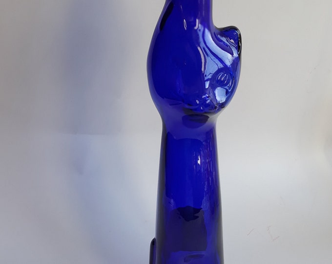 Vintage Riesling Bottle Bla Kitten from Germany. The Cutest Bottle Ever. Wonderful Saturated Cobalt Blue Colour and Sleek Elegant Lines.