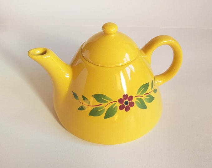 Vintage Coffee Tea pot Christineholm Design studio Sweden hand painted yellow Scandinavian Quality  Kitchen Decor Pottrery