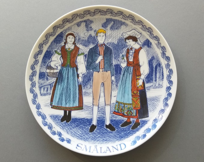 Engelholm Raw Porslin Sweden. Swedish Porcelain Collectible Limited Edition Plate from 1975. Swedish National Folk Costumes by Region.