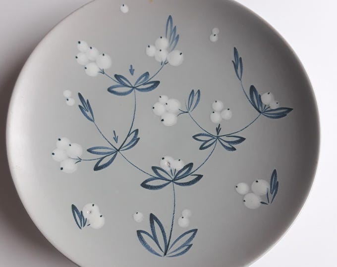 Vintage Bo Fajans Sweden Ceramic Hand Painted Large Decorative Plate Snowberry. Design by Eva Jancke Bjork (1882-1981). Swedish Art Pottery.