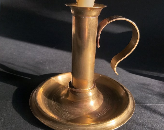 Antique Solid Brass Classic Shape Candlestick Holder from Sweden. Height - 5.11" Lovely Patina. Lovely Home Decor for Candlelit Evenings