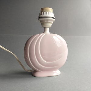 Light Pink Small Lamp Ceramic Base from 70s. Beautiful Shape. Flowy Lines. Cute Bedside Table Lamp. Excellent Condition. Vintage Home Decor.