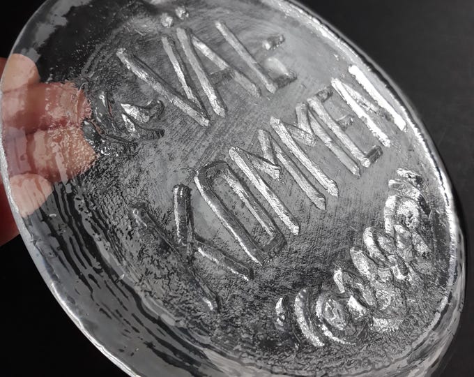 Welcome Välkommen Swedish Clear Crystal Glass Pendent. Round Shape. Relief Letters. Scandinavian Home Decor.