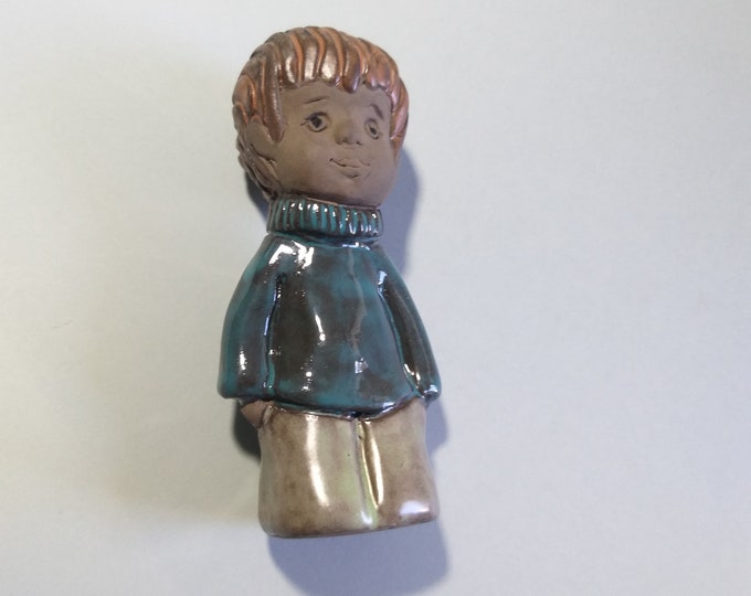Swedish Elbogen Keramik Malmö Pottery. Mid Century Nice Boy Figurine. Beautiful 1960s Vintage Art Pottery Figurine. Marked. Collectable.